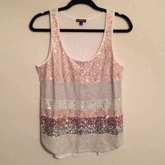 Express Tops - Express Sequin Front Tank